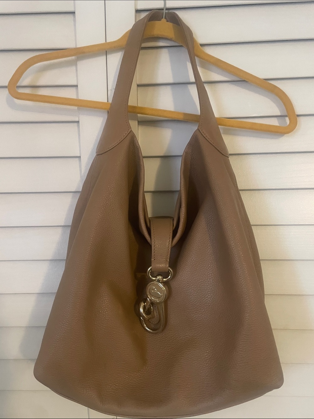 RARE Dooney &Bourke Large Pebble Leather Hobo Handbag - Taupe EUC